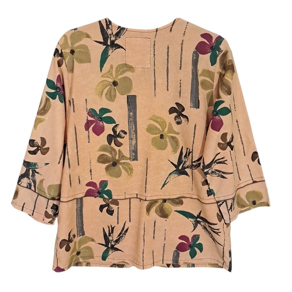 Produce Company Women‎ Linen Blend Brown Abstract Art Button Up Shirt USA M - Picture 3 of 11